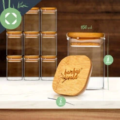 Eckige Gläser Bambusdeckel 10 Stück Je 150 Ml Luftdicht -Haushaltsgeräte Rabatte 10038300 yy 0008 logo
