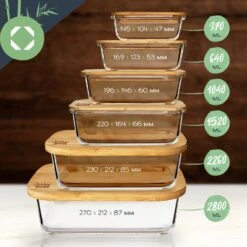 Glasbox Mit Bambusdeckel 2800 Ml Luftdicht Plastikfreie Aufbewahrung -Haushaltsgeräte Rabatte 10038314 yy 0007 logo