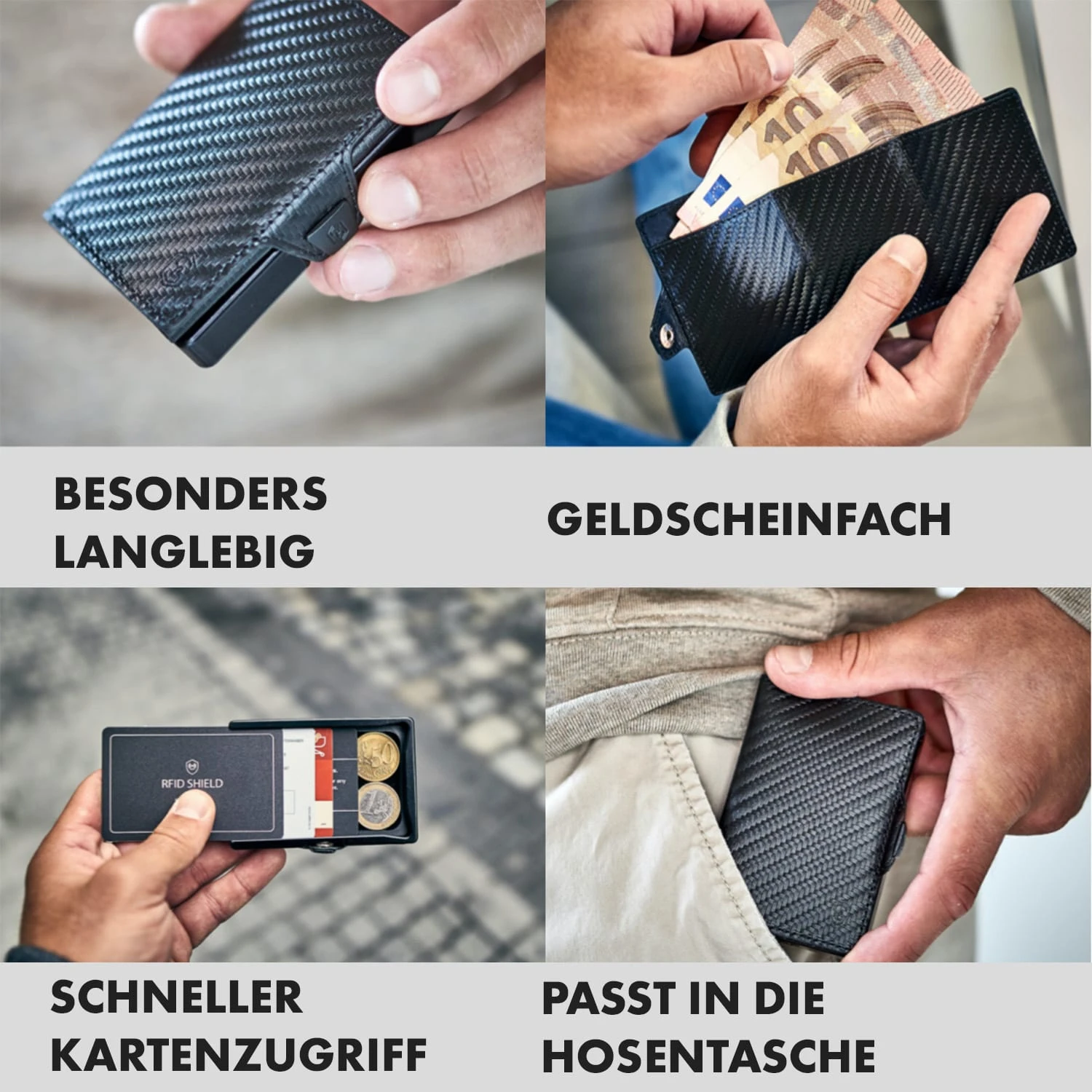 ZNAP Slim Wallet 12 Karten Münzfach 8 X 1,8 X 6 Cm (BxHxT) RFID-Schutz 2 ZNAP Slim Wallet 12 Karten Münzfach 8 X 1,8 X 6 Cm (BxHxT) RFID-Schutz – Bild 2