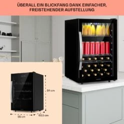 Beersafe 5XL Kühlschrank 148 Liter 3 Böden Panoramaglastür Edelstahl -Haushaltsgeräte Rabatte 10039512 DE 0006 usp
