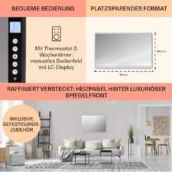 La Palma 750 Smart 2-in-1 Heizgerät Infrarot Konvektor 85x60cm 750W Spiegelfront -Haushaltsgeräte Rabatte 10039833 de 0006 usp