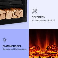 Dukono Elektrokamin 1800 W LED-Flammen Heizlüfter Timer Holzfach -Haushaltsgeräte Rabatte 10039850 de 0003 logo