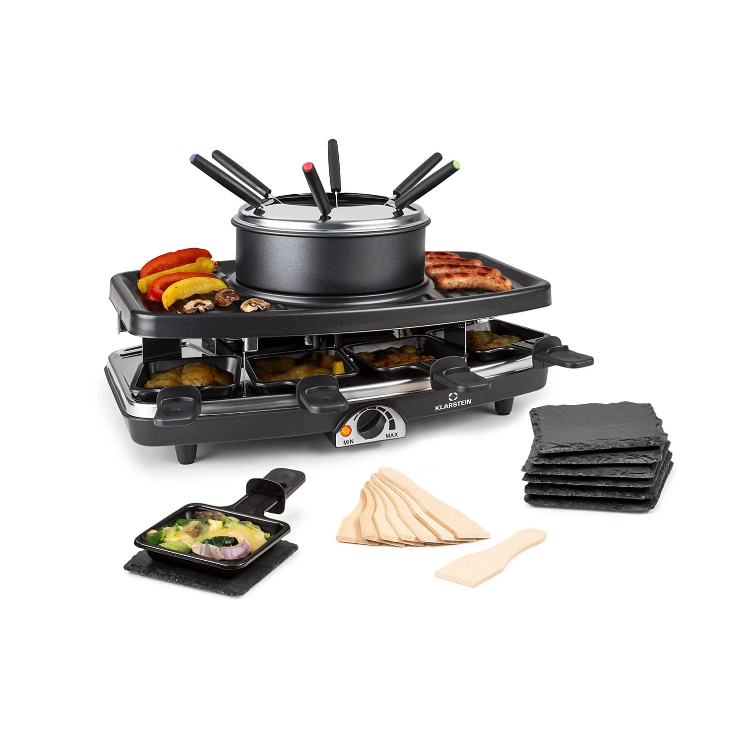 Entrecote 2-in-1 Raclette-Grill & Fondue Naturstein 1100W 8 Personen 1 Entrecote 2-in-1 Raclette-Grill & Fondue Naturstein 1100W 8 Personen