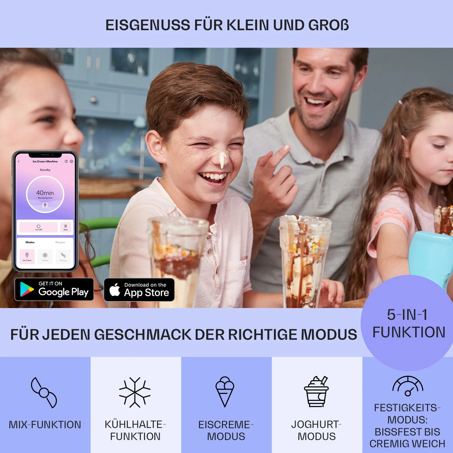 Dolce Bacio Smart Eiscremebereiter Yogurtmaker Kompressor 2 Liter WiFi Touch Edelstahl 3 Dolce Bacio Smart Eiscremebereiter Yogurtmaker Kompressor 2 Liter WiFi Touch Edelstahl – Bild 3