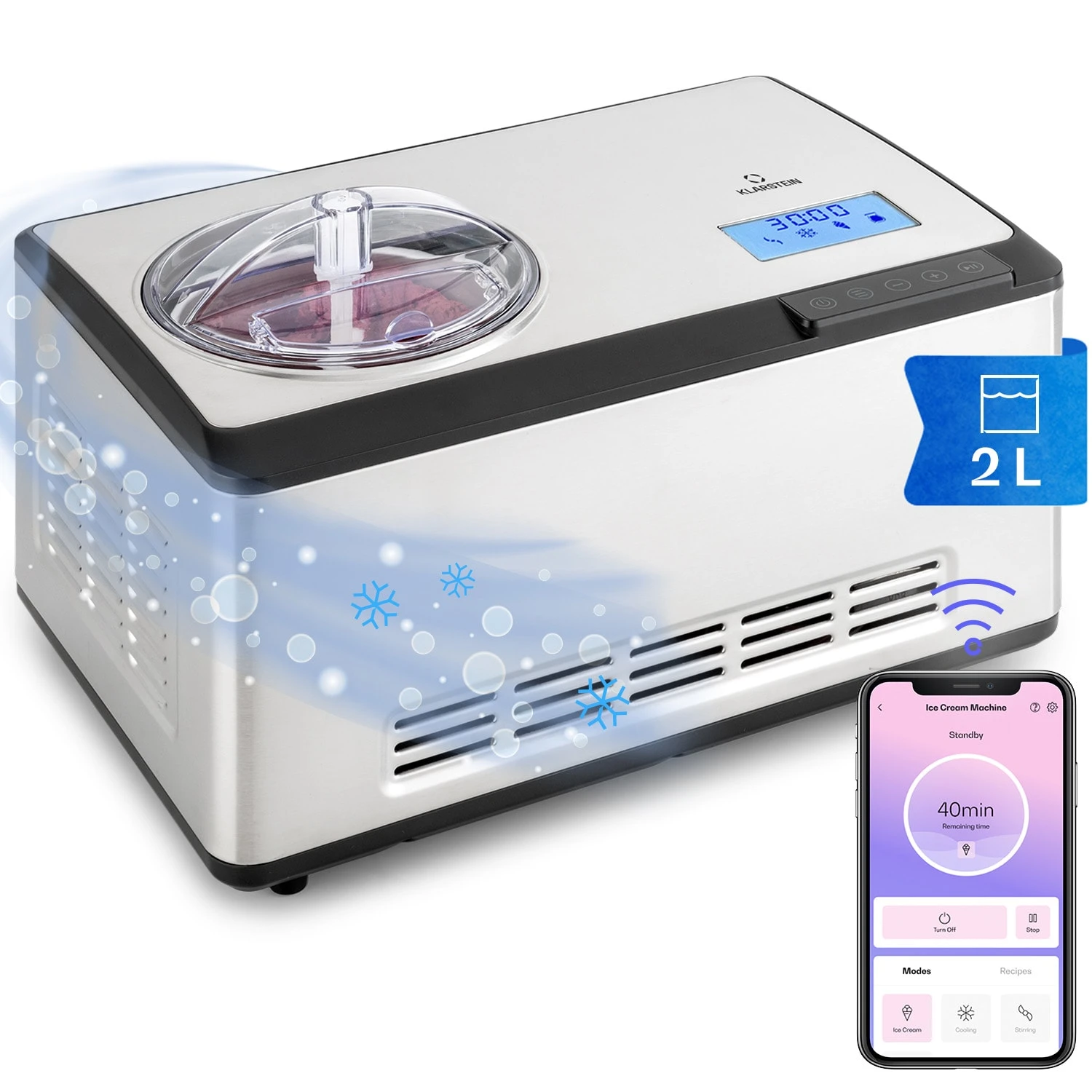 Dolce Bacio Smart Eiscremebereiter Yogurtmaker Kompressor 2 Liter WiFi Touch Edelstahl 1 Dolce Bacio Smart Eiscremebereiter Yogurtmaker Kompressor 2 Liter WiFi Touch Edelstahl