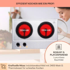 Ramsey Doppel-Kochfeld 2400W 11 Leistungsstufen Glaskeramik -Haushaltsgeräte Rabatte 10040070 de 0003 usp