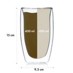 Glaswerk Carajillo Doppelwandige Thermogläser 450 Ml Handgemacht Borosilikatglas -Haushaltsgeräte Rabatte 10040320 yy 0007 dimensions