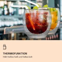 DUOS Jumbo Doppelwandiges Glas | Thermoglas | 2 X 310 Ml & 410 Ml | Trinkglas | Espressoglas, Teeglas, Shotglas | Für Heiße Und Kalte Getränke | Borosilikatglas| Hitze- Und Kältebeständig | Handgemacht | Spülmaschinenfest | Schwebe-Effekt -Haushaltsgeräte Rabatte 10040369 de 0003 logo