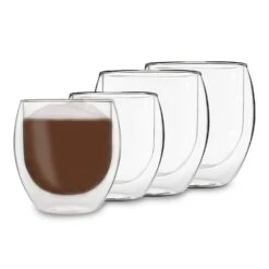 DUOS Jumbo Doppelwandiges Glas | Thermoglas | 2 X 310 Ml & 410 Ml | Trinkglas | Espressoglas, Teeglas, Shotglas | Für Heiße Und Kalte Getränke | Borosilikatglas| Hitze- Und Kältebeständig | Handgemacht | Spülmaschinenfest | Schwebe-Effekt