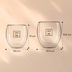 DUOS Jumbo Doppelwandiges Glas | Thermoglas | 2 X 310 Ml & 410 Ml | Trinkglas | Espressoglas, Teeglas, Shotglas | Für Heiße Und Kalte Getränke | Borosilikatglas| Hitze- Und Kältebeständig | Handgemacht | Spülmaschinenfest | Schwebe-Effekt -Haushaltsgeräte Rabatte 10040369 yy 0006 logo