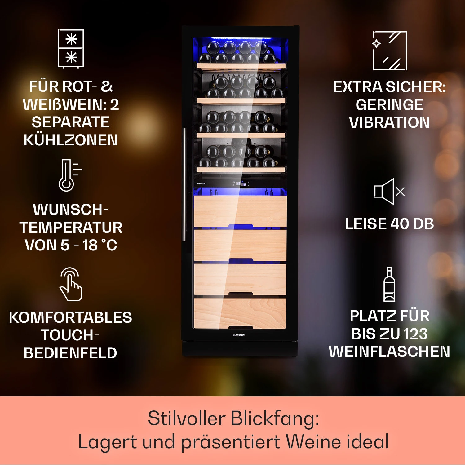 Barossa 123 Duo Weinkühlschrank 123 Fl 226 Ltr 2 Zonen Touch-Steuerung 2 Barossa 123 Duo Weinkühlschrank 123 Fl 226 Ltr 2 Zonen Touch-Steuerung – Bild 2