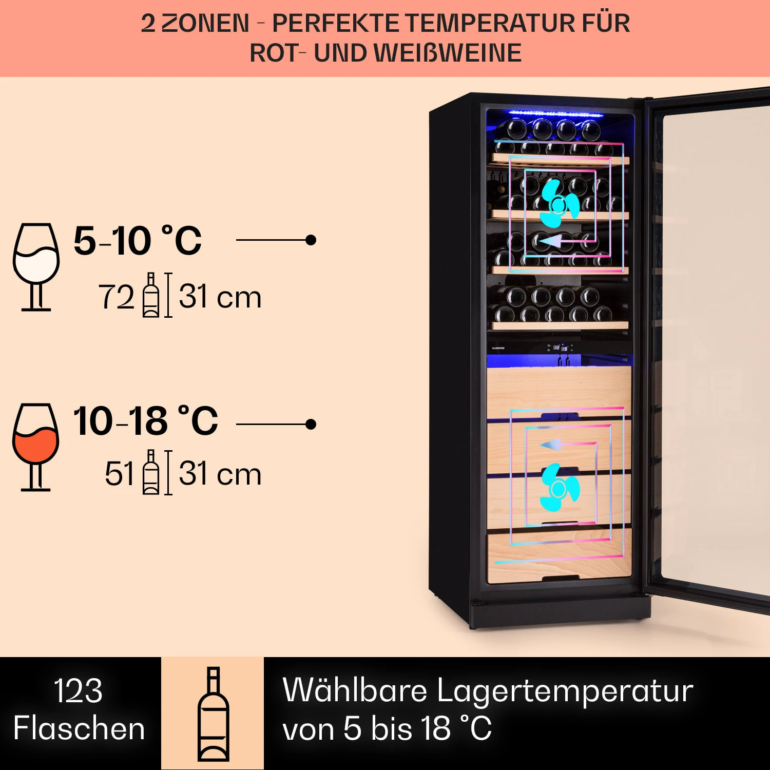 Barossa 123 Duo Weinkühlschrank 123 Fl 226 Ltr 2 Zonen Touch-Steuerung 3 Barossa 123 Duo Weinkühlschrank 123 Fl 226 Ltr 2 Zonen Touch-Steuerung – Bild 3