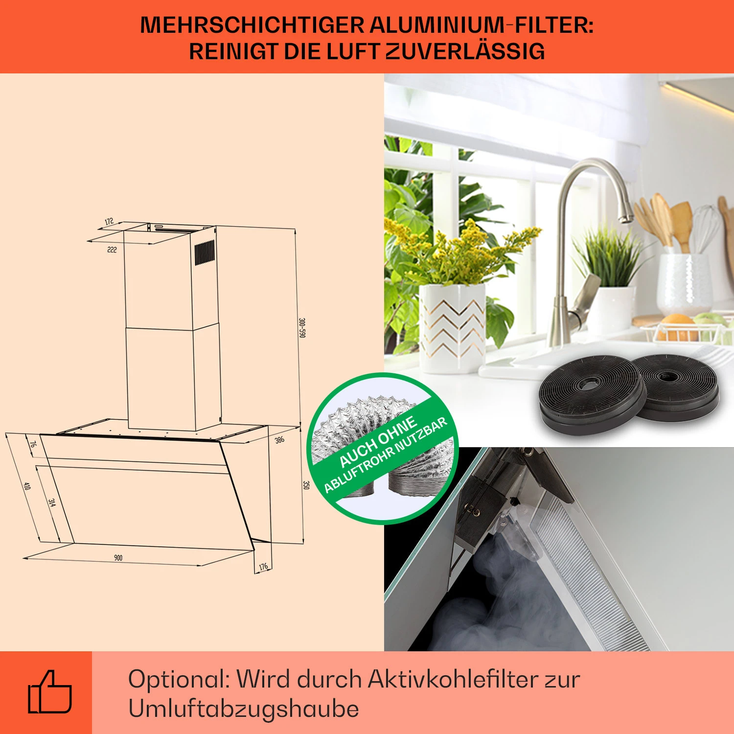 Ava 90 Dunstabzugshaube 90cm Wandhaube WiFi A++ 515m³/h Touch 5 Ava 90 Dunstabzugshaube 90cm Wandhaube WiFi A++ 515m³/h Touch – Bild 5