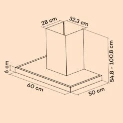 Alinea 60 Dunstabzugshaube 60cm Wandhaube WiFi A++ 500m³/h Touch -Haushaltsgeräte Rabatte 10041173 yy 0011 dimensions