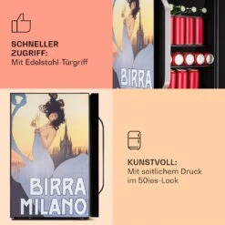 Beersafe 70 Birra Milano Edition Kühlschrank 70 Liter 3 Böden Panoramaglastür Edelstahl -Haushaltsgeräte Rabatte 10041180 de 0004 usp