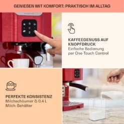 BellaVita Kaffeemaschine 3-in-1 1450 W 20 Bar Milchschäumer -Haushaltsgeräte Rabatte 10041240 de 0003 usp