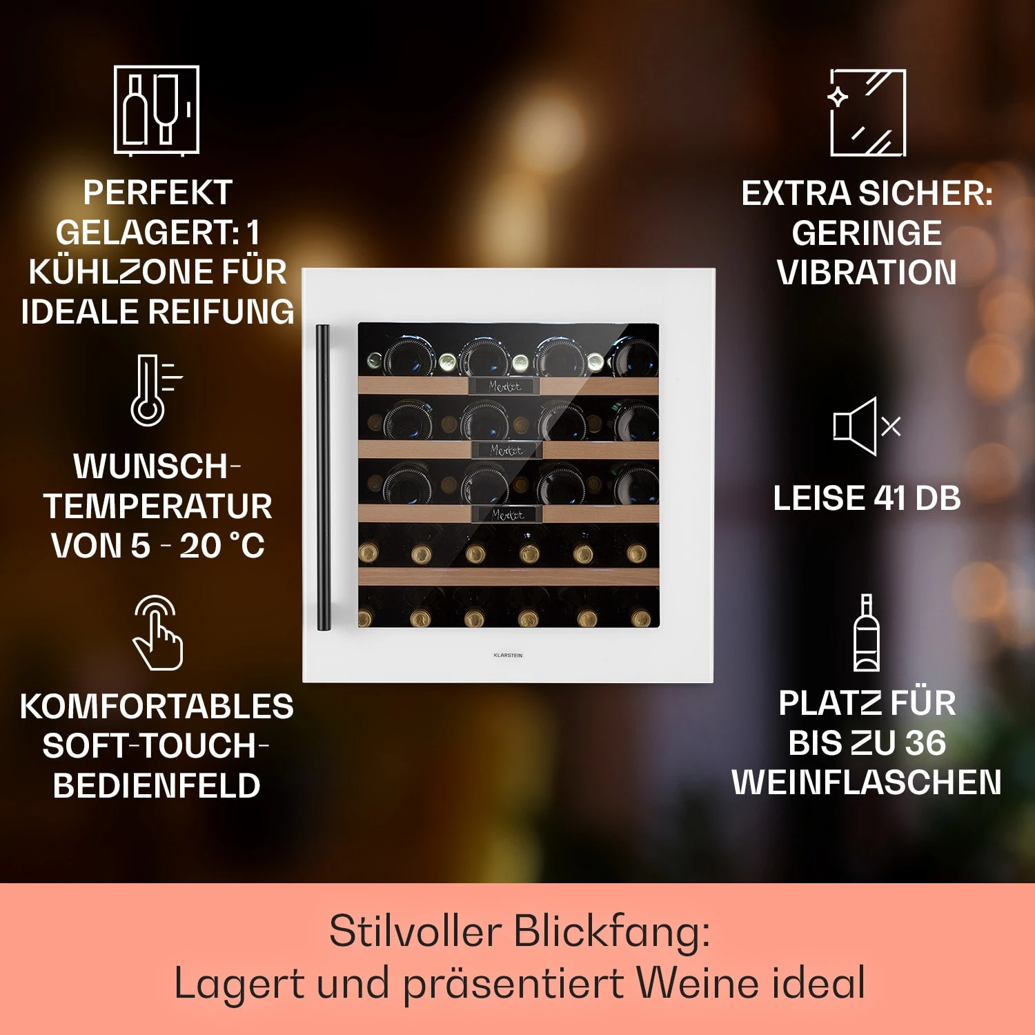 Vinsider 36 Built-In Uno Einbau-Weinkühlschrank 36 Flaschen 92 Ltr Edelstahl 2 Vinsider 36 Built-In Uno Einbau-Weinkühlschrank 36 Flaschen 92 Ltr Edelstahl – Bild 2