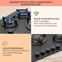 Firetale Gaskochfeld 5-flammig 70 Cm Aluminium-Brenner Inkl. Schlauch Und Druckminderer -Haushaltsgeräte Rabatte 10041300 de 0004 usp