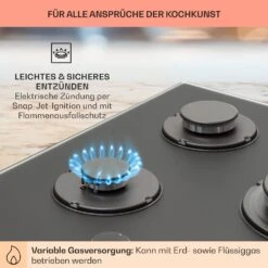 Firetale Gaskochfeld 5-flammig 70 Cm Aluminium-Brenner Inkl. Schlauch Und Druckminderer -Haushaltsgeräte Rabatte 10041300 de 0005 usp
