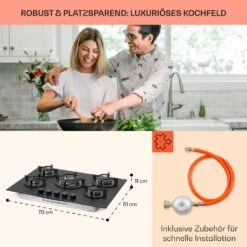 Firetale Gaskochfeld 5-flammig 70 Cm Aluminium-Brenner Inkl. Schlauch Und Druckminderer -Haushaltsgeräte Rabatte 10041300 de 0006 usp