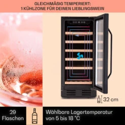 Vinovilla 29 Built-In Weinkühlschrank 81 L / 29 Fl. 1 Zone Glastür Edelstahl -Haushaltsgeräte Rabatte 10041309 de 0003 logo