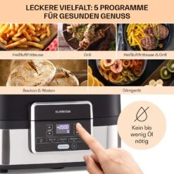 Combo Air Grill-Heißluftfritteuse 5 Programme 1500 Watt 4,5 L Grillkorb 2,5 L Frittierkorb -Haushaltsgeräte Rabatte 10041330 de 0003 usp