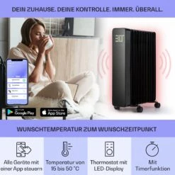 Sanford Smart Ölradiator 2500 W Leistung Wochentimer LED-Display Touch-Panel Klarstein-App -Haushaltsgeräte Rabatte 10041358 de 0003 usp