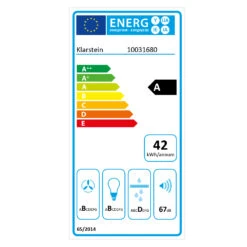 Sabia 60 Dunstabzugshaube 60cm | 600 M³/h | Energieeffizienzklasse A | Inklusive 2 X Aktivkohlefilter -Haushaltsgeräte Rabatte 60002216 energy label