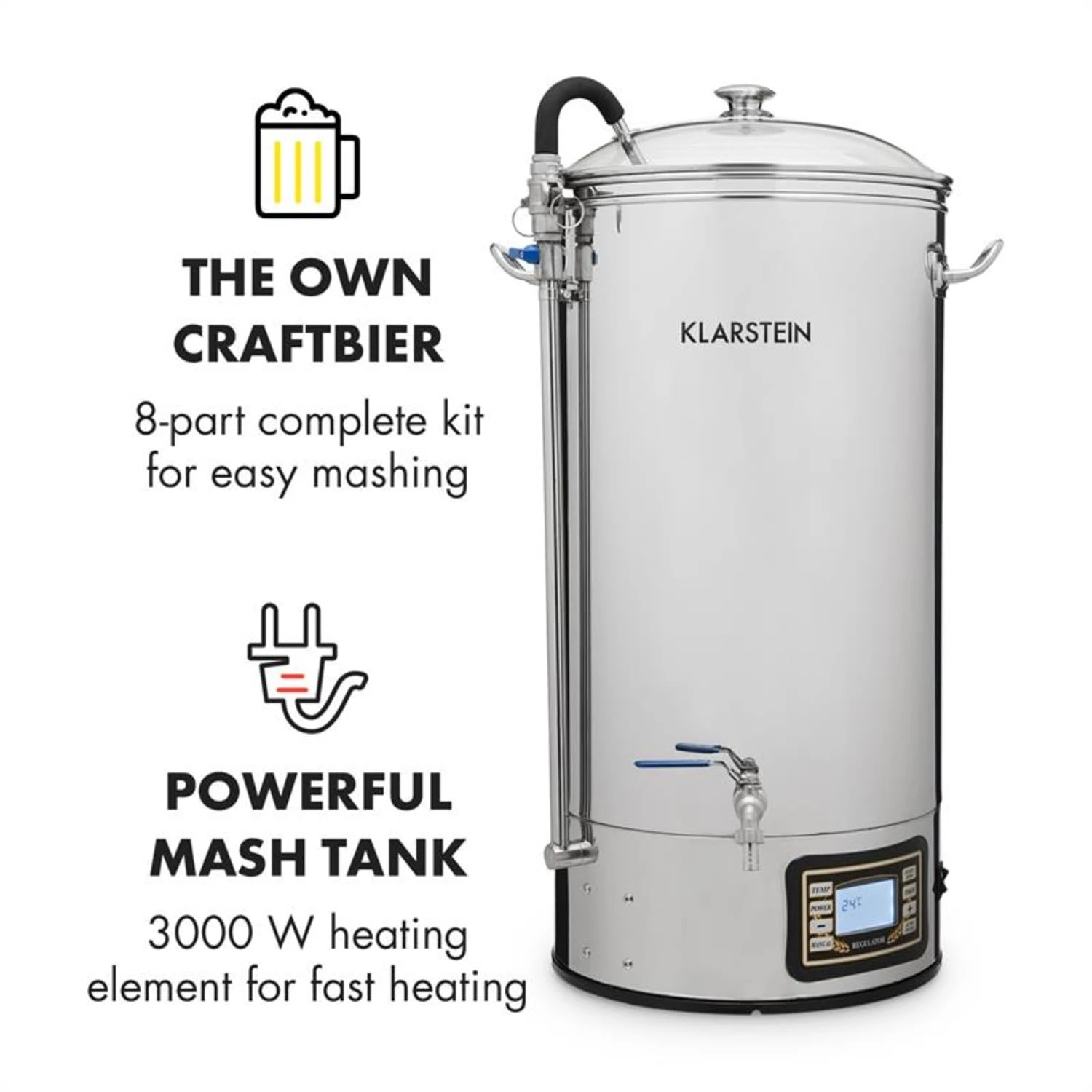 Mundschenk XXL + Eintauchkühler Bierbrauanlage 3000W 50l 304 Edelstahl 2 Mundschenk XXL + Eintauchkühler Bierbrauanlage 3000W 50l 304 Edelstahl – Bild 2